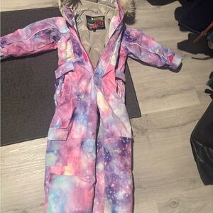 Galaxy Print Snowsuit with Fur Hood